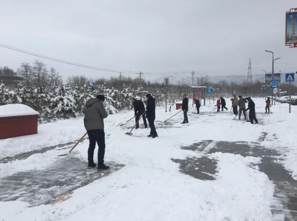 瑞雪兆丰年 扫雪保安全——市产投集团团委组织开展积雪清扫活动(图1)